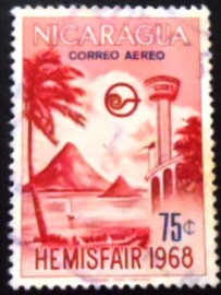 Selo postal da Nicarágua de 1969 Fair HEMISFAIR 1968