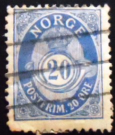 Selo postal da Noruega de 1895 Posthorn