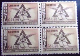 Quadra de selos postais do Brasil 1953 Congresso Contabilidade