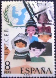Selo postal da Espanha de 1971 XXV Anniversary UNICEF