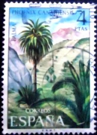 Selo postal da Espanha de 1973 Phoenix Canariensis