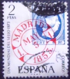 Selo postal da Espanha de 1973 World Stamp Day
