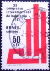 Selo postal do Brasil de 1971 Congresso Habitação