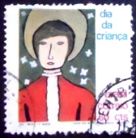 Selo postal do Brasil de 1971 Desenho Trea