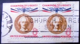 Par de selos postais dos Estados Unidos de 1960 Ignacy Jan Paderewski