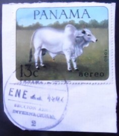 Selo postal do Panamá de 1967 Zebu Bull