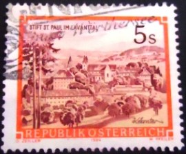 Selo postal da Áustria de 1985 Monastery St. Paul