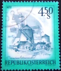 Selo postal da Áustria de 1976 Retz Windmill