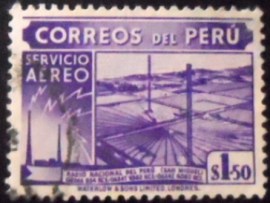 Selo postal do Peru de 1950 National Radio of Peru