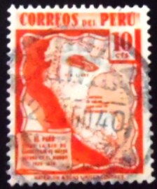 Selo postal do Peru de 1938 Highway Map of Peru