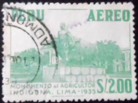 Selo postal do Peru de 1962 Monument to the indigenous