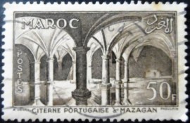 Selo postal do Marrocos de 1955 Portuguese cistern at Mazagan