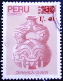 Selo postal do Peru de 1988 Chavin Culture Ceramics