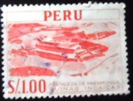 Selo postal do Peru de 1962 Inka-Fortress at Paramonga
