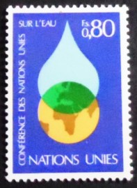 Selo postal das Nações Unidas Genebra de 1977 Water Conference 80