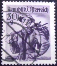 Selo postal da Áustria de 1950 Salzburg y