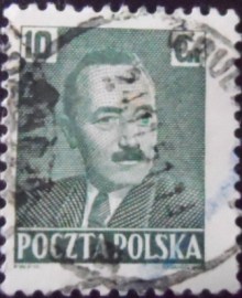 Selo postal da Polônia de 1950 Boleslaw Bierut President