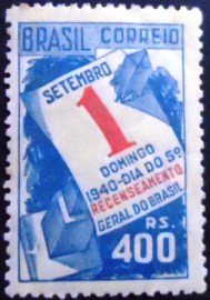 Selo postal do Brasil de 1941 5º Recenseamento Geral Variedade