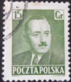Selo postal da Polônia de 1950 Boleslaw Bierut