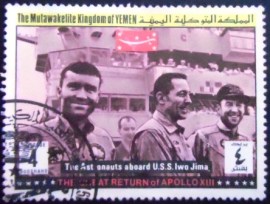 Selo postal do Reino do Yemen de 1969 Apollo 13 Great Return