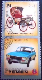 Selo postal do Reino do Yemen de 1970 Peugeot
