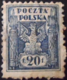 Selo postal da Polônia de 1919 Eagle 20