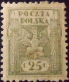 Selo postal da Polônia de 1919 Eagle 25