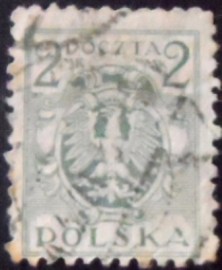 Selo postal da Polônia de 1921 Eagle on a Baroque Shield 2