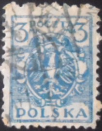 Selo postal da Polônia de 1921 Eagle on a Baroque Shield 3