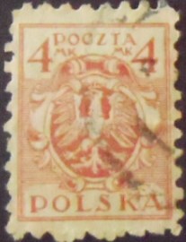 Selo postal da Polônia de 1921 Eagle on a Baroque Shield