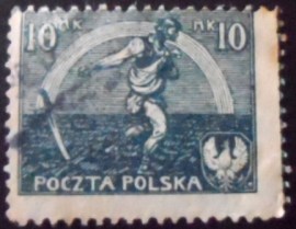 Selo postal da Polônia de 1922 Sowing man (Redrawn)