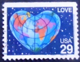 Selo postal dos Estados Unidos de 1991 Heart-shaped Globe