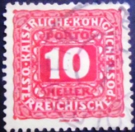 Selo postal da Áustria de 1916 Digit in Octagon 10