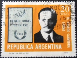 Selo postal da Argentina de 1976 Carlos Saavedra Lamas