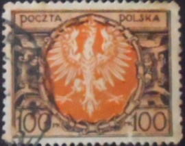 Selo da Polônia de 1921 Eagle on a Large Baroque Shield 100