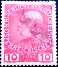 Selo postal Áustria 1913 Emperor Franz Joseph
