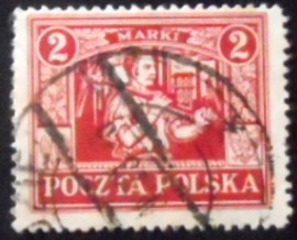 Selo postal da Polônia de 1922 Miner in Silesia 2