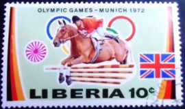 Selo postal da Liberia de 1972 Horse jumping