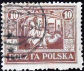 Selo postal da Polônia de 1922 Miner in Silesia 10