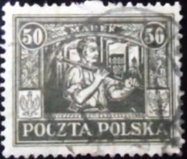Selo postal da Polônia de 1922 Miner in Silesia 50