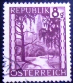 Selo postal da Áustria de 1946 Rathauspark