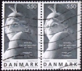 Par de selos postais da Dinamarca de 2003 Thorvaldsen's Museum
