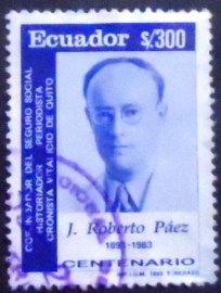 Selo postal do Equador de 1993 J. Roberto Paéz