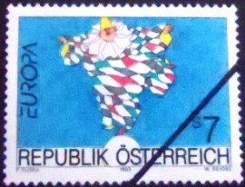 Selo postal da Áustria de 1993 Flying Harlequin