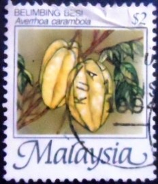 Selo postal da Malásia de 1986 Starfruit