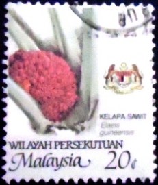Selo postal da Malásia de 1986 Elaeis guineensis