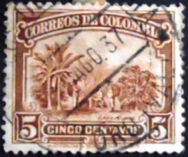 Selo postal da Colômbia de 1932 Coffee plantation