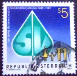 Selo postal da Áustria de 1989 Social Insurance in Austria