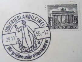 Cartão postal da Alemanha Berlin de 1955 Brandenburg Gate