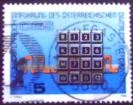 Selo postal da Áustria de 1986 Telephone Switch System